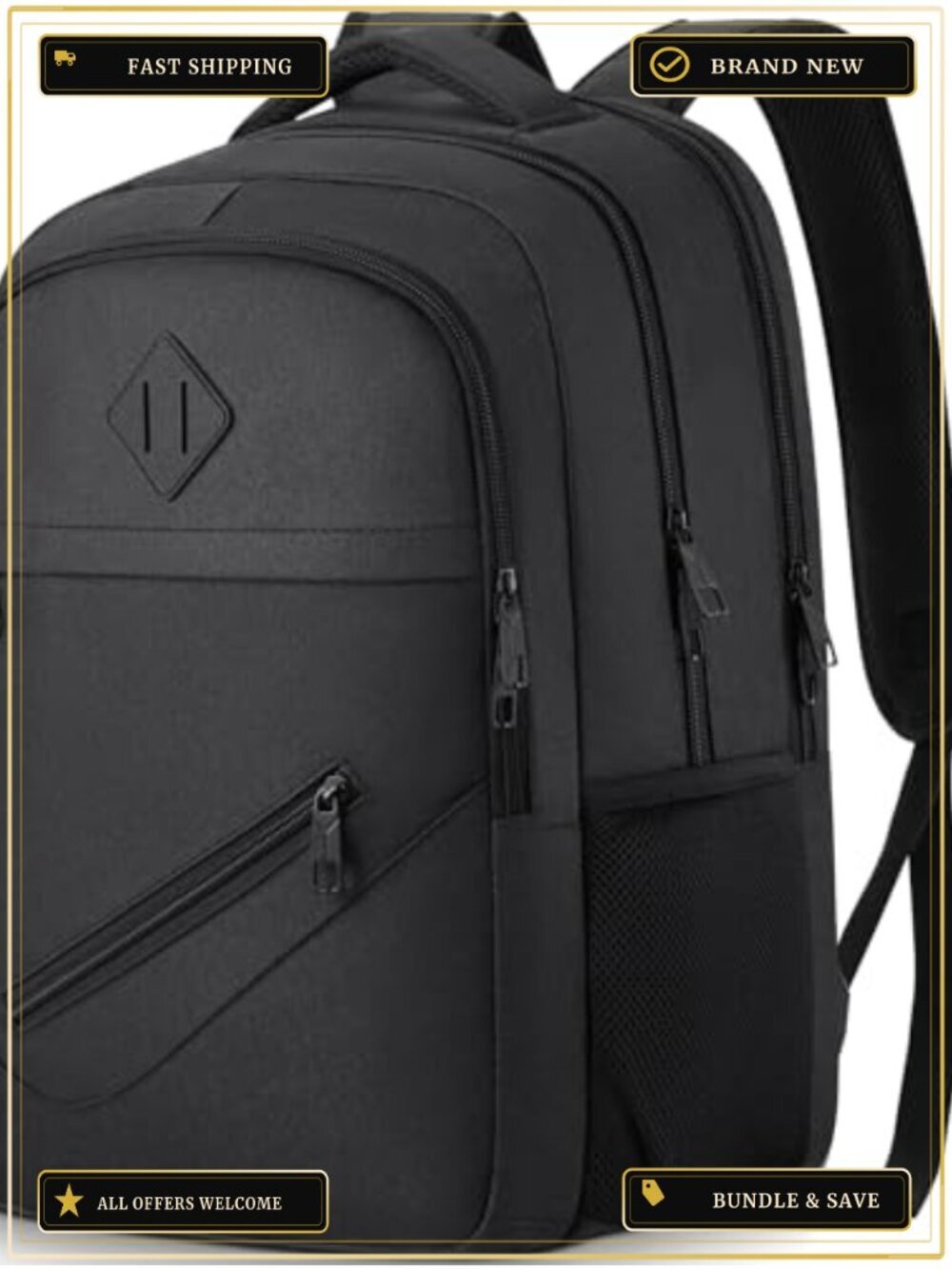 Water Resistant Polyester Anti Theft 15.6" Laptop Backpack with Luggage Strap -